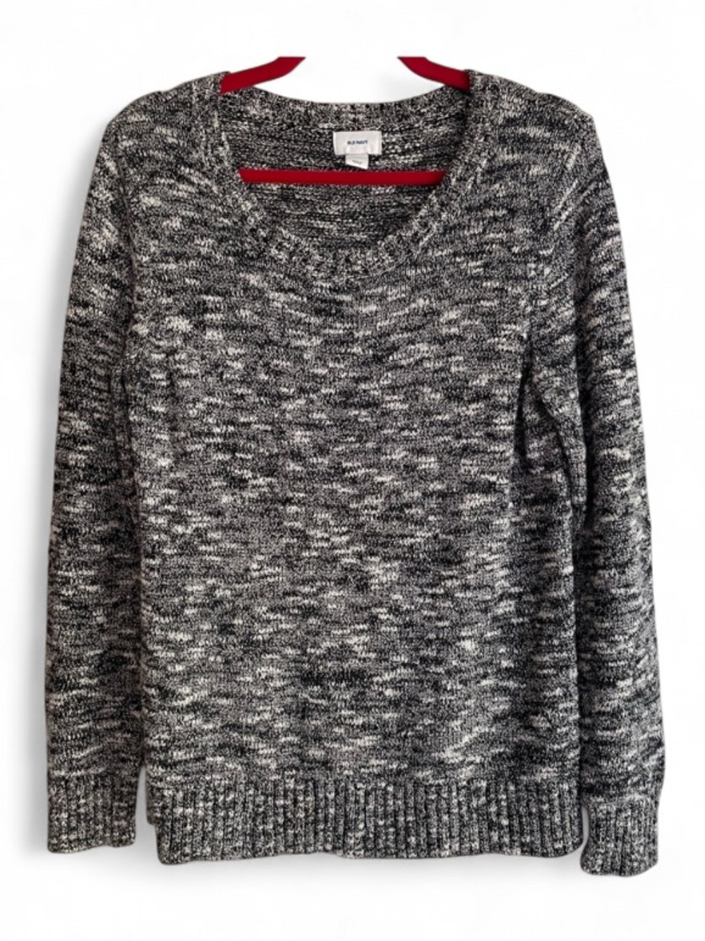 Old Navy Black and White Marled Knit Scoop Neck Sweater Size M